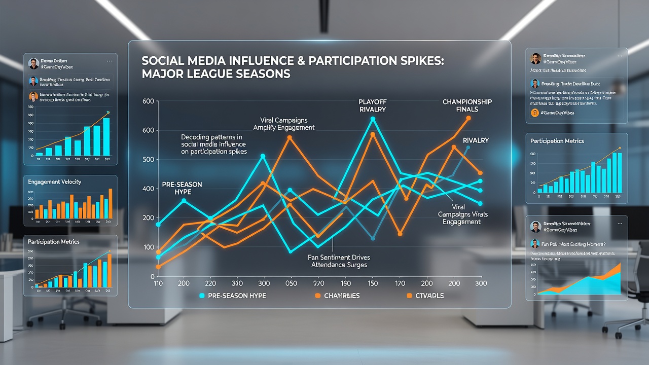Heatmap visualization of social media activity peaks aligned with betting volume increases in authorized U.S. jurisdictions during 2025-2026 league seasons