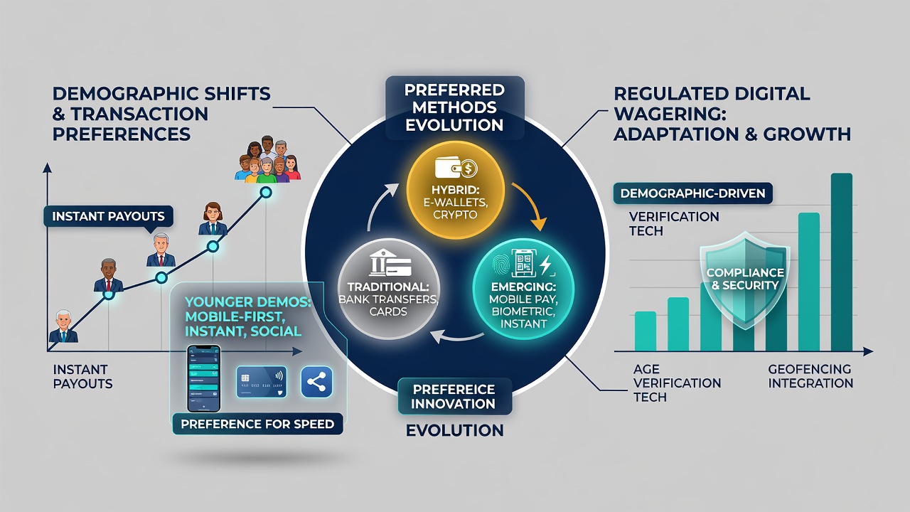 Charts showing transaction method adoption rates by age group in regulated markets