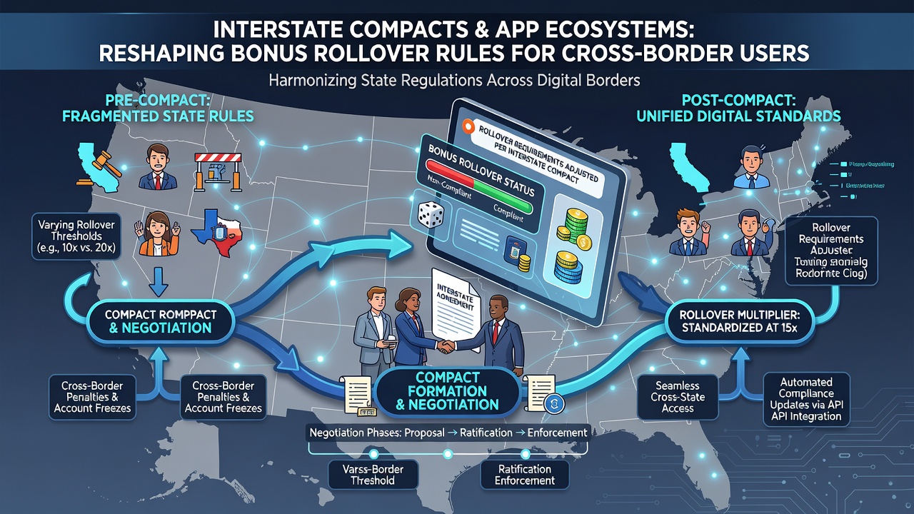 Map highlighting interstate compact member states with overlay of bonus tracking features in apps