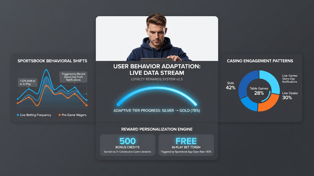 User behavior analytics dashboard displaying session patterns across sportsbook and casino features