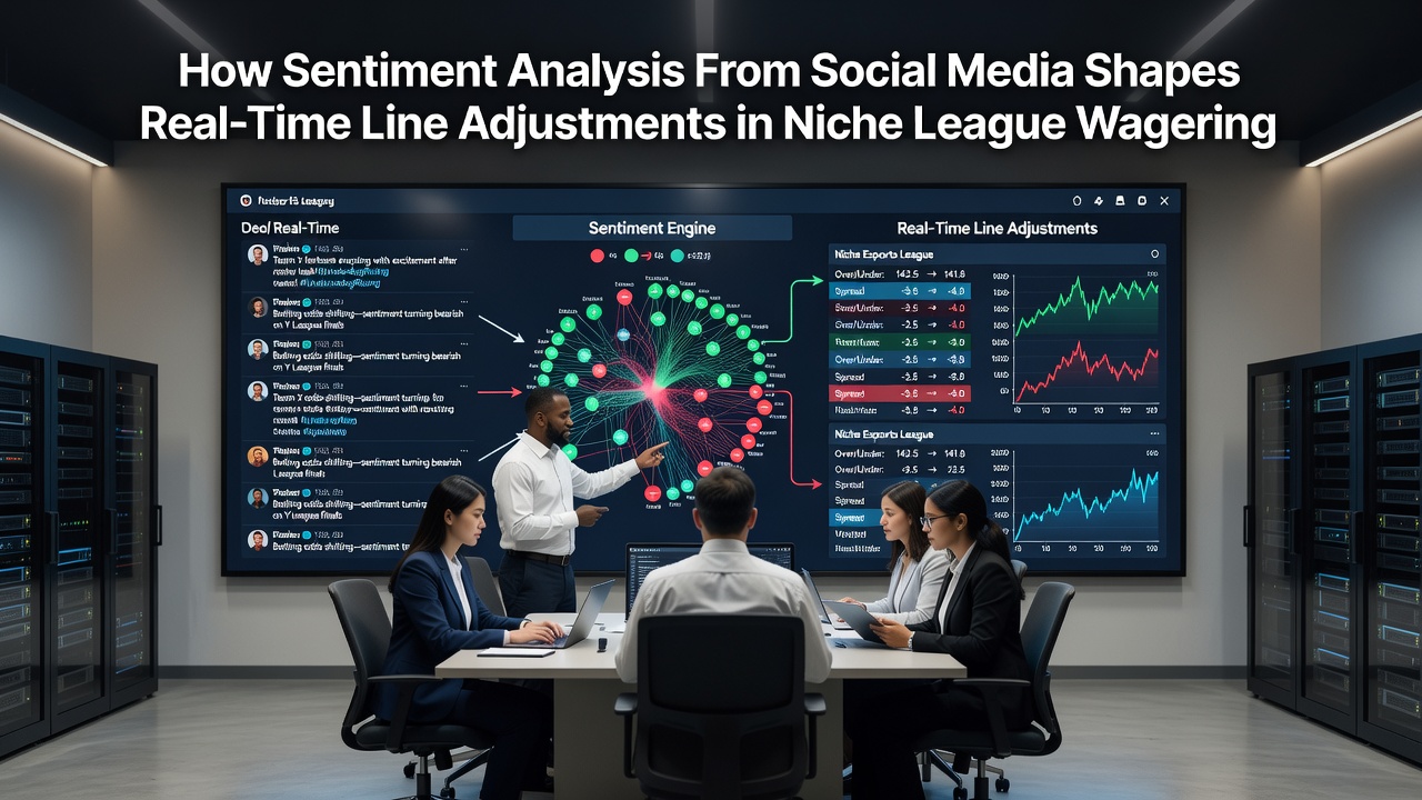Analytics dashboard showing social sentiment scores influencing live betting lines for niche leagues