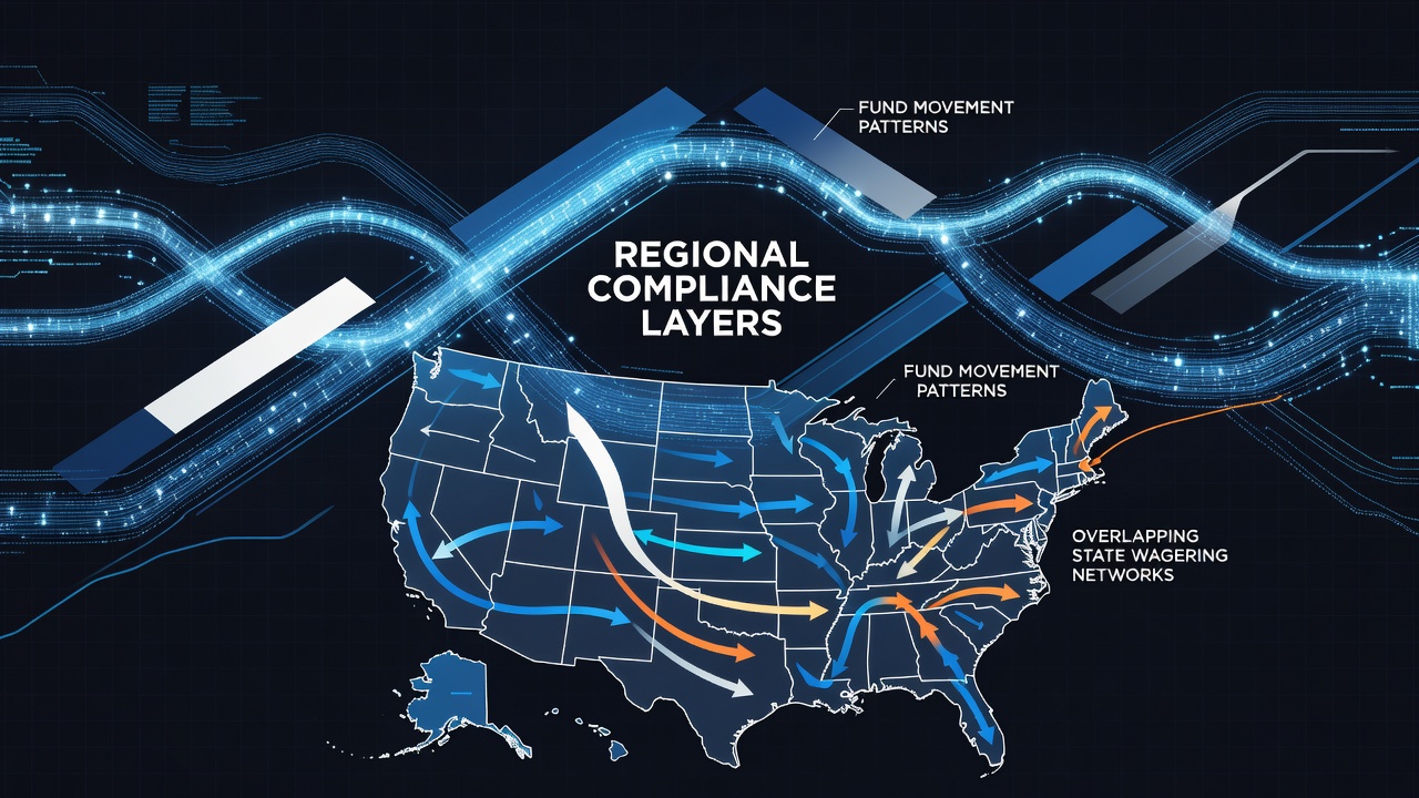 Screenshot of compliance dashboard displaying segmented fund flows across state lines